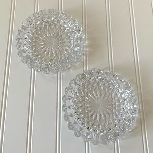 Vintage MCM Heavy Crystal Cut Glass Cigar Ashtrays